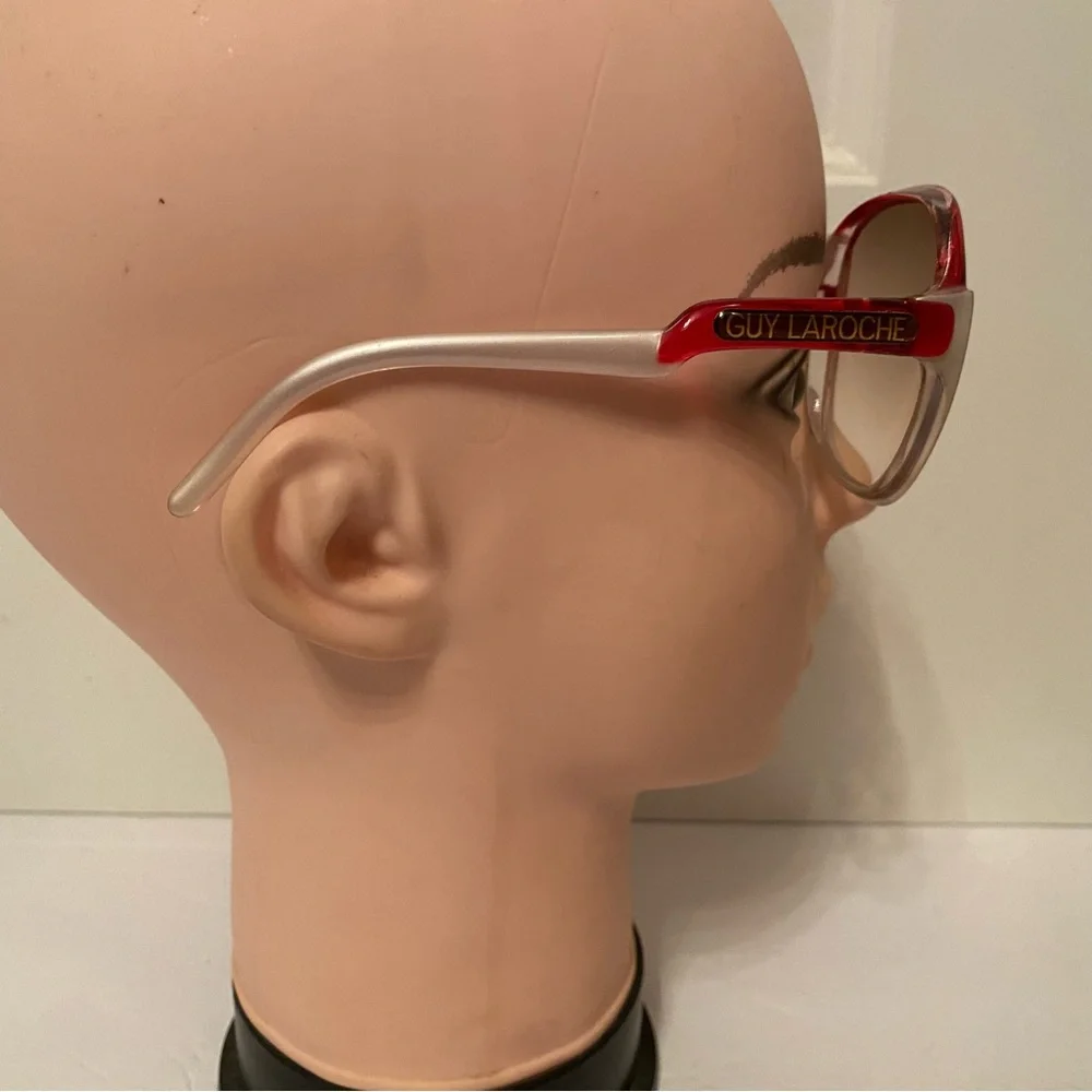 GUY LAROCHE SOLEIL SUNGLASSES SUNNIES PINK SILVER OVERSIZED FRAMES VINTAGE